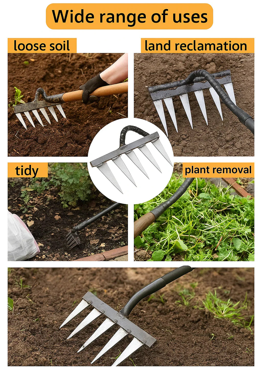 HeavyDuty Multipurpose Gardening Rake